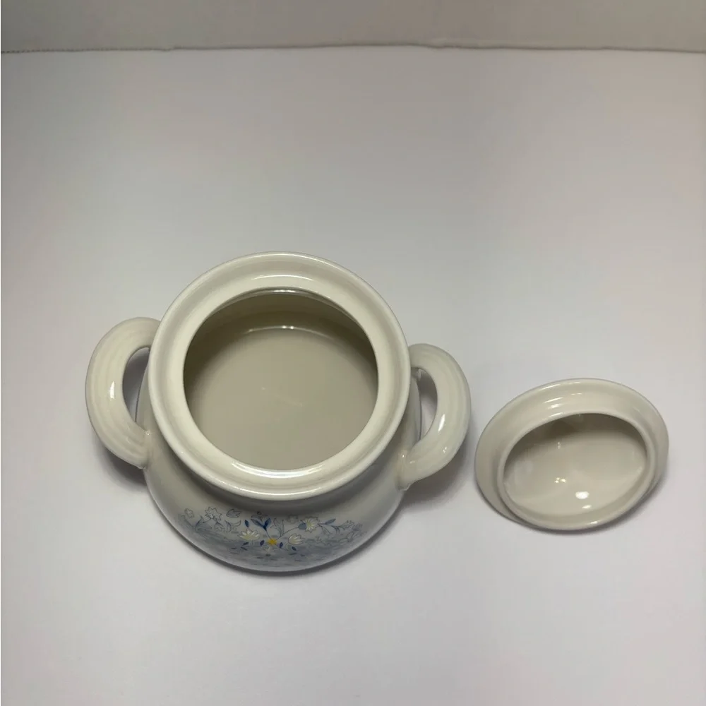 Royal Doulton Blue Floral Sugar Bowl With Lid and Creamer Set Grannycore